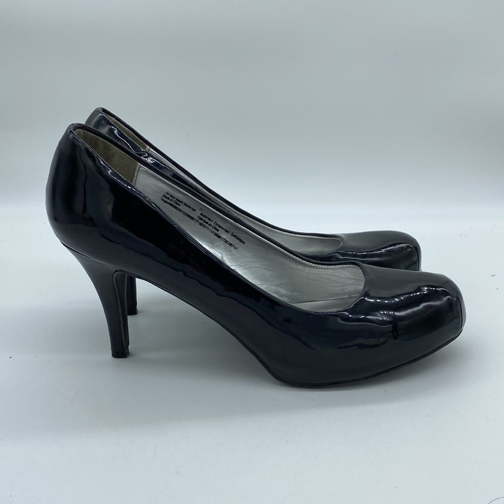 Mossimo Slip On Heels Pumps Black Faux Patent Womens Size 11